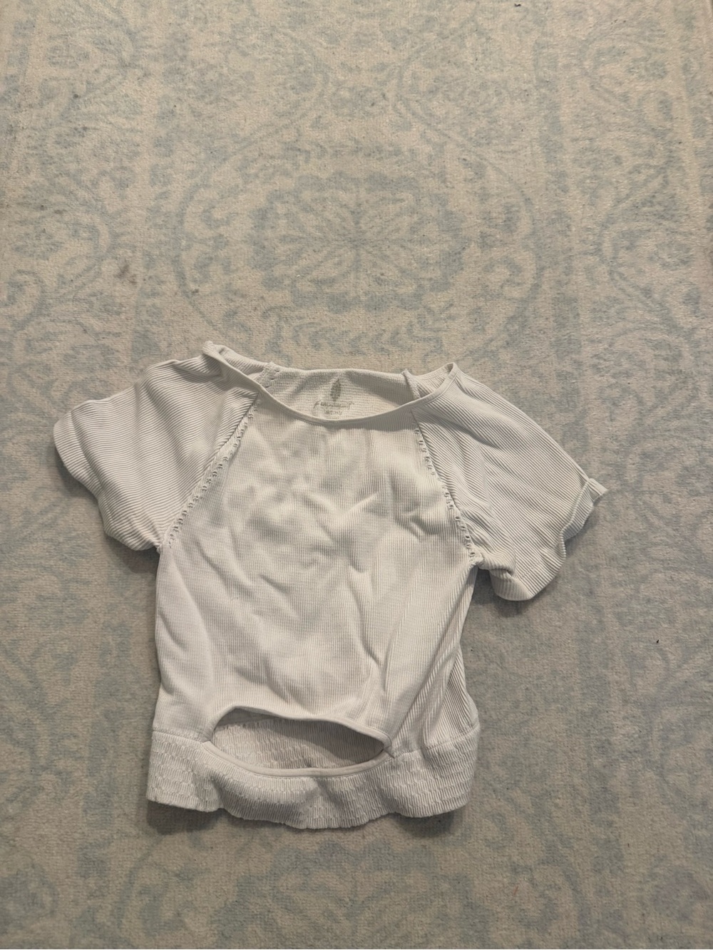 Free People Kids White Ribbed Short Sleeve Top